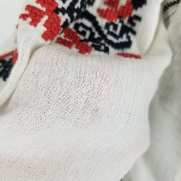 Ulla Johnson Samira White Black Red Embroidered Long Sleeve Mini Boho Dress - Picture 11 of 15